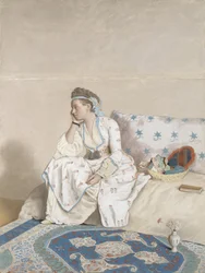 Portræt af Marie Fargues, kunstnerens hustru i tyrkisk dragt, 1756-58 (pastel på pergament)
